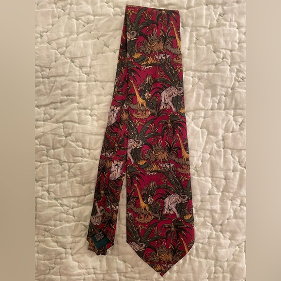 RICHEL Tie Silk Spain made Animal Jungle Print EUC - Picture 3 of 11